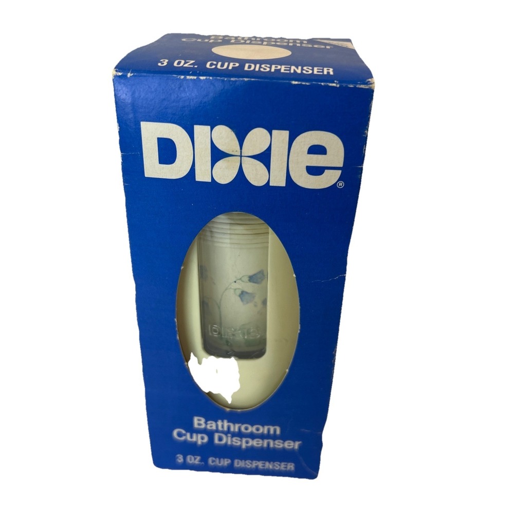 Vintage 1986 Dixie Bathroom Cup Dispenser 3 Oz Beige Sealed Wall Mount + Cups